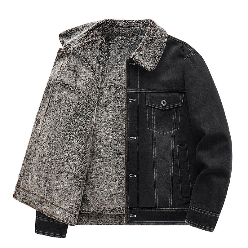 Washed Fur Denim Jacket