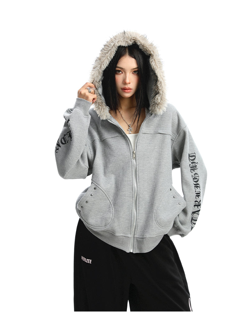 Ribbed Fur Hoodie