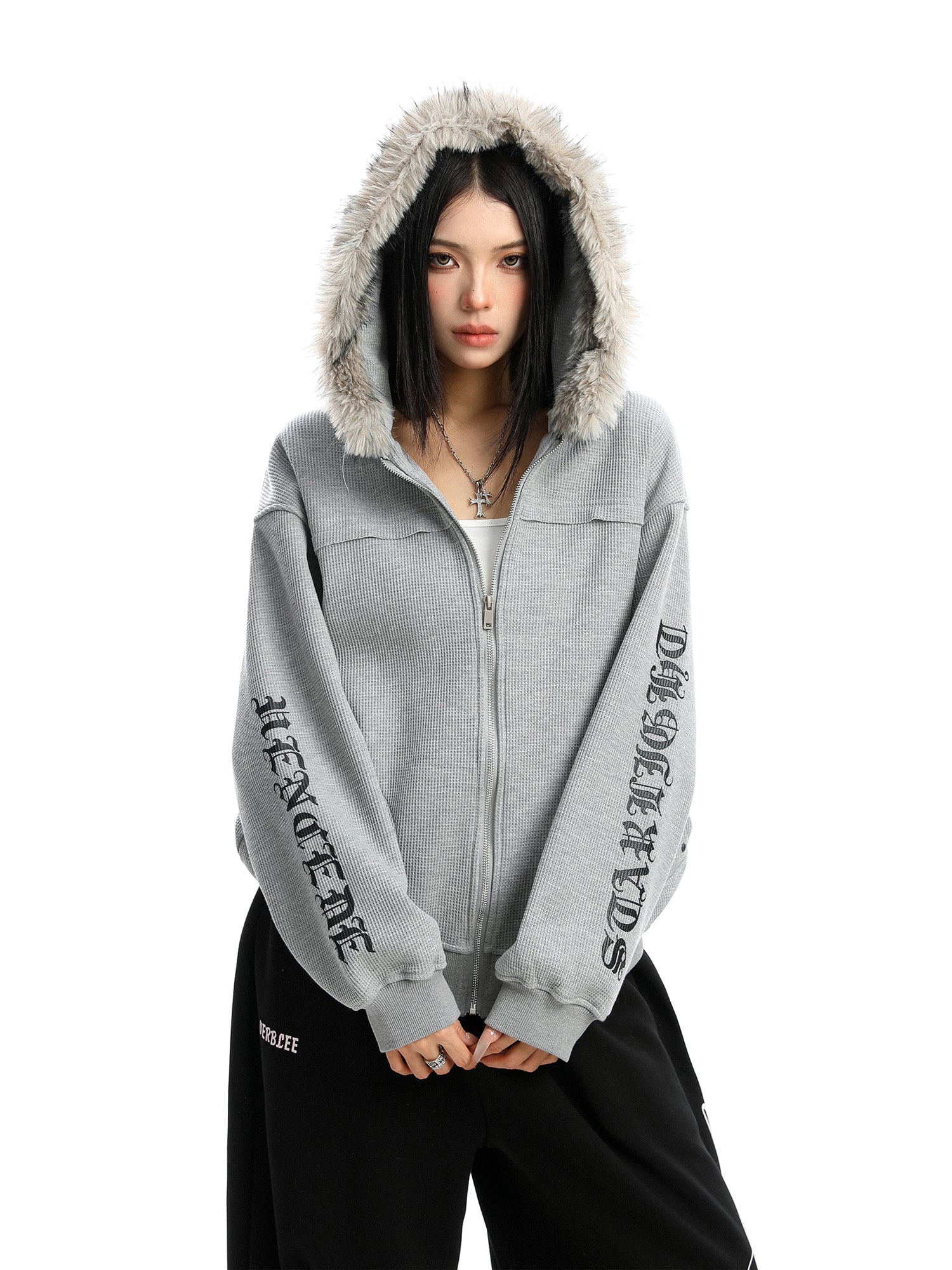 Ribbed Fur Hoodie