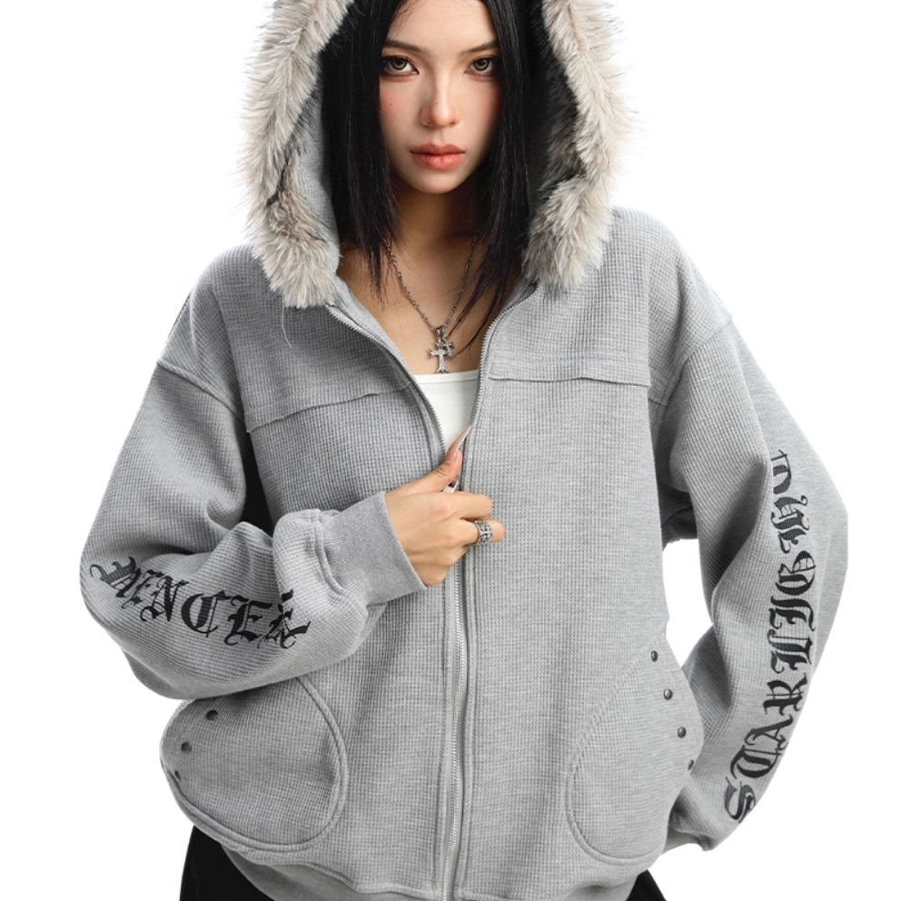 Ribbed Fur Hoodie