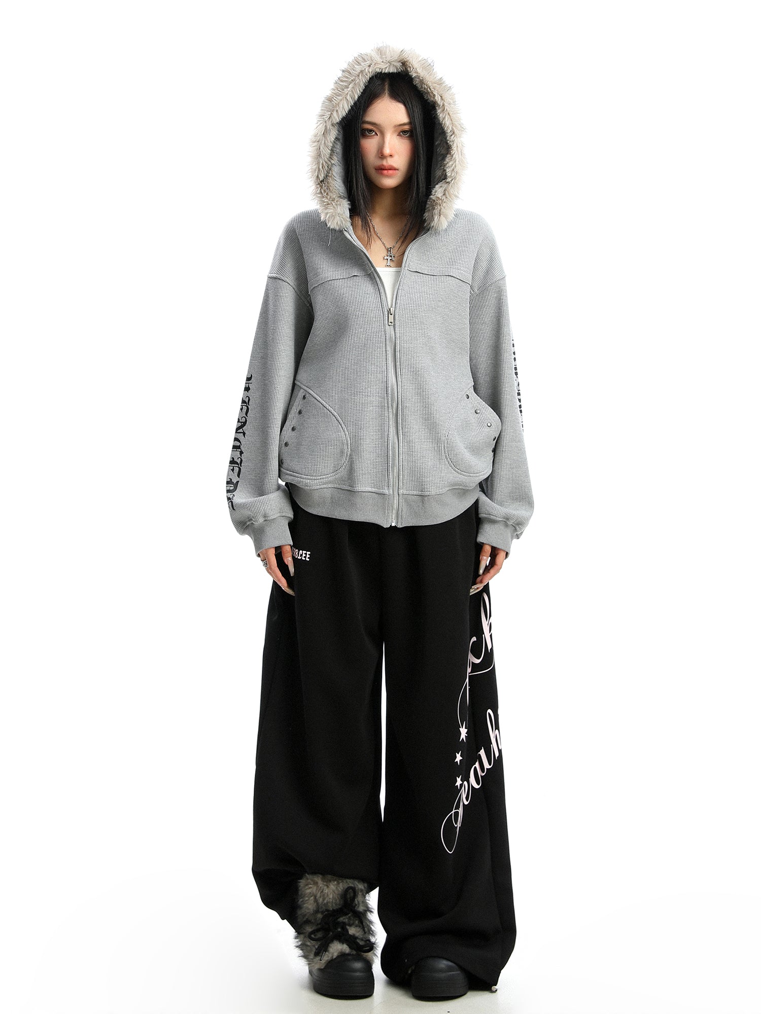 Ribbed Fur Hoodie