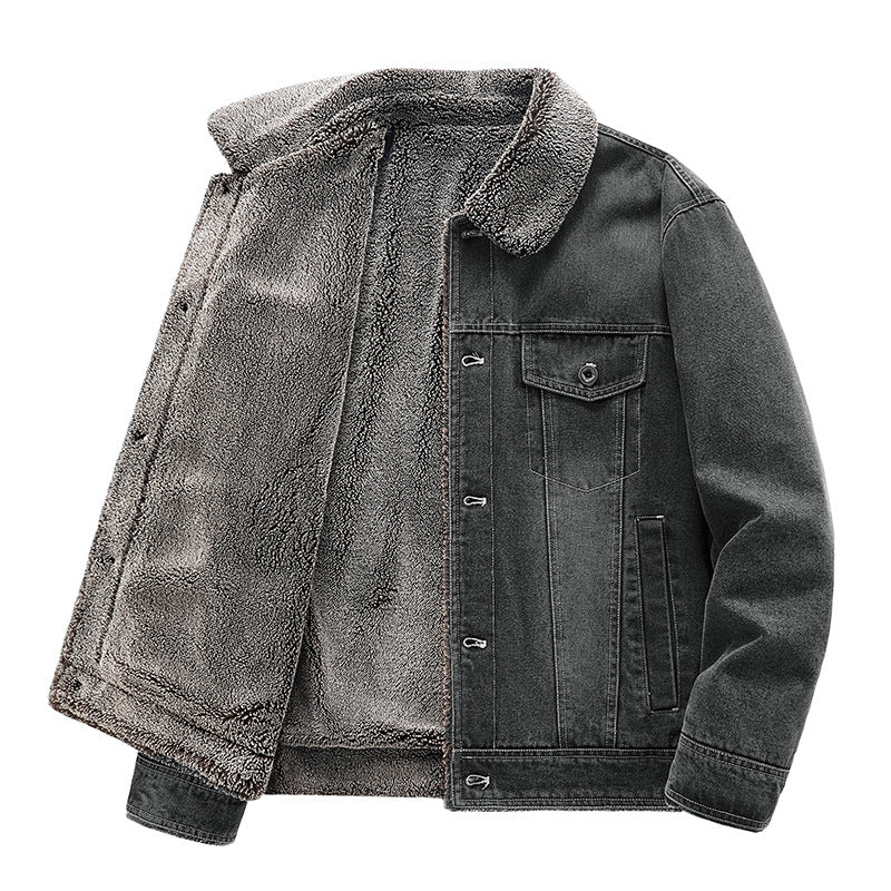 Washed Fur Denim Jacket