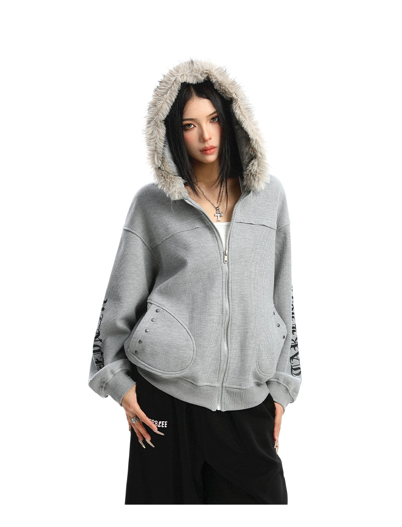 Ribbed Fur Hoodie