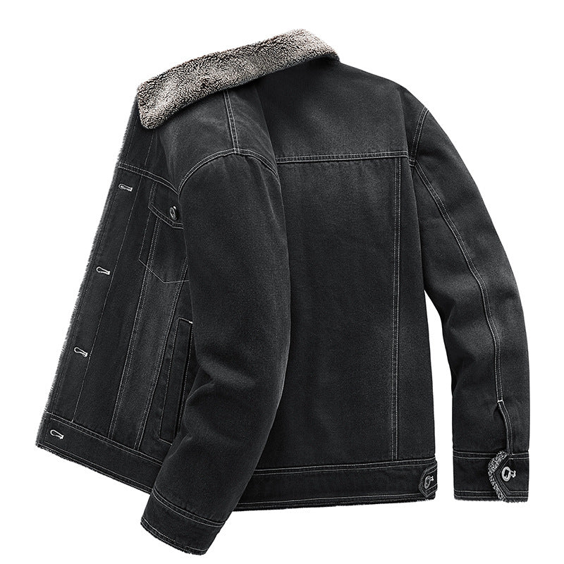 Washed Fur Denim Jacket